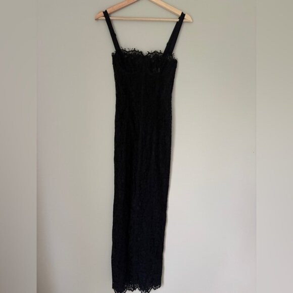 NEW Helsa Lace Column Dress Sheer Bustier Maxi Black | XS - Picture 9 of 16